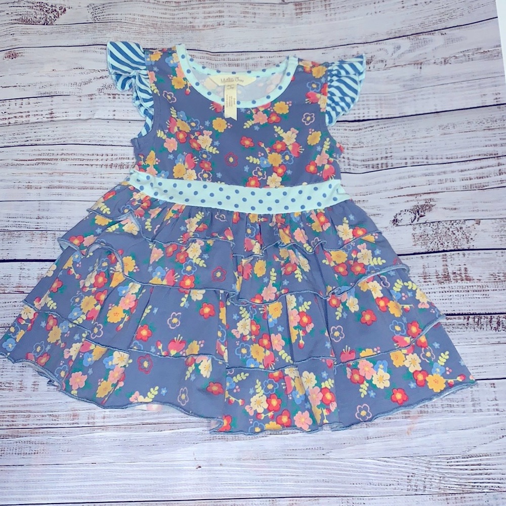Matilda Jane blue floral dress with flutter sleeves